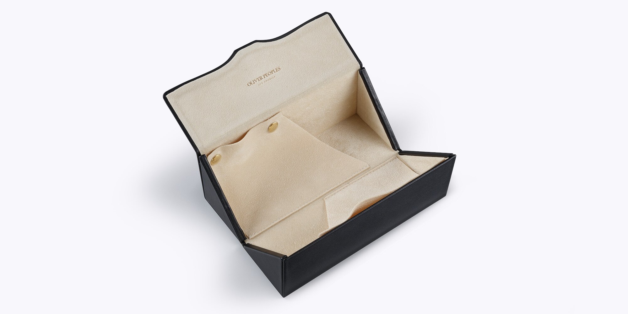 OLIVER PEOPLES ブラックフレーム ケース付き Oliver Genuine Leather Two Frame Case Eyeglasses in Black